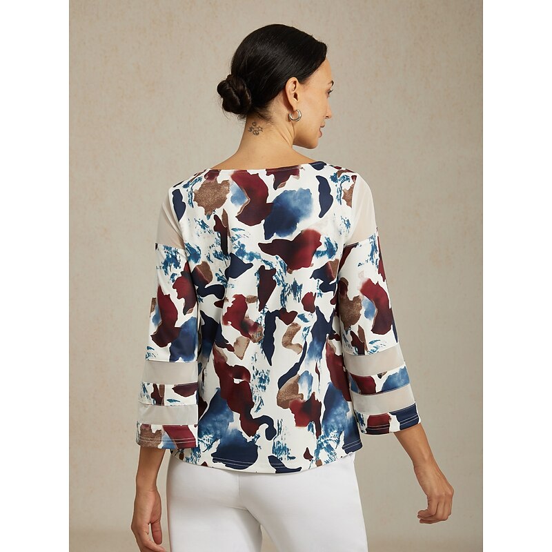 Women's Female Print Casual Multi Color Size S sleeve measures 50 cm (Sleeve length increases 1 cm with each size up) Elegant Daily Crew Neck Spring Fall2