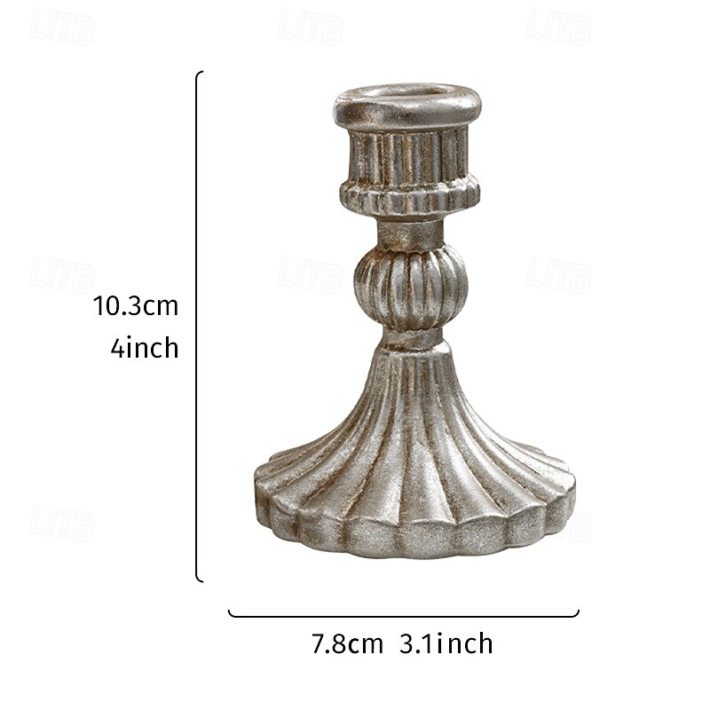 1PC Silver European-style Shell-patterned Decorative Candlestick Resin Material Retro-style Interior Decorative Item Suitable for Decoration in Living Rooms Studies and Other Indoor Scenes3