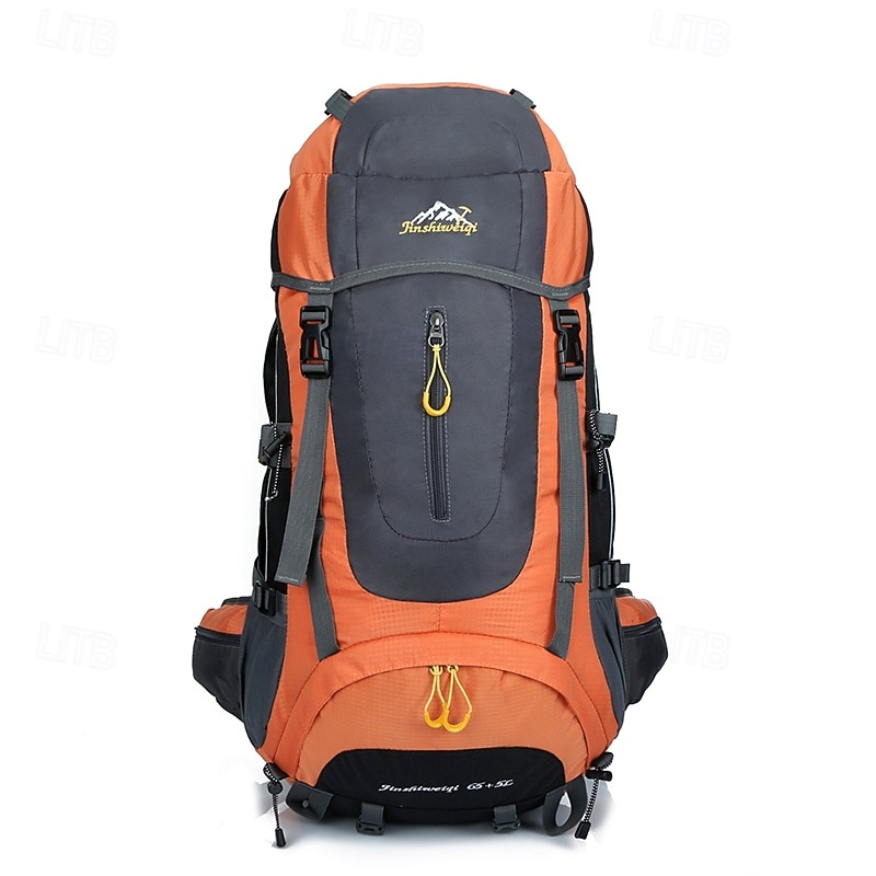 65+5 L Hiking Backpack Daypack Rucksack Wearable Multifunctional Durable Breathable Non-Slip Outdoor Hunting Hiking Camping Travel Polyester Spandex Nylon Black Red Dark Navy4