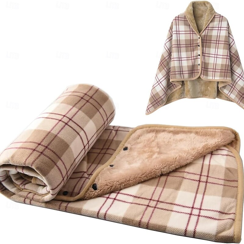 Fleece Shawl Throw Blanket, Soft Flannel Multifunctional Nap Poncho for Office, Winter Cozy Warm Cloak, Lazy Day Cover4