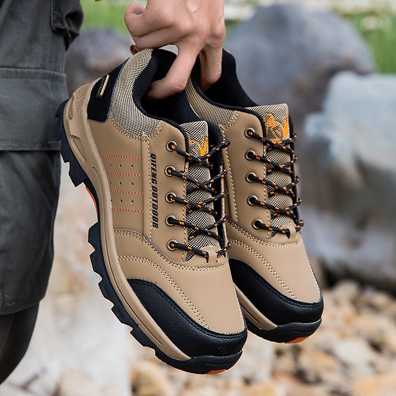 Men's Waterproof Non Slip Hiking Shoes, Durable Outdoor Trekking Sneakers with Shock Absorption Sole for Climbing, Camping and Trail Running2