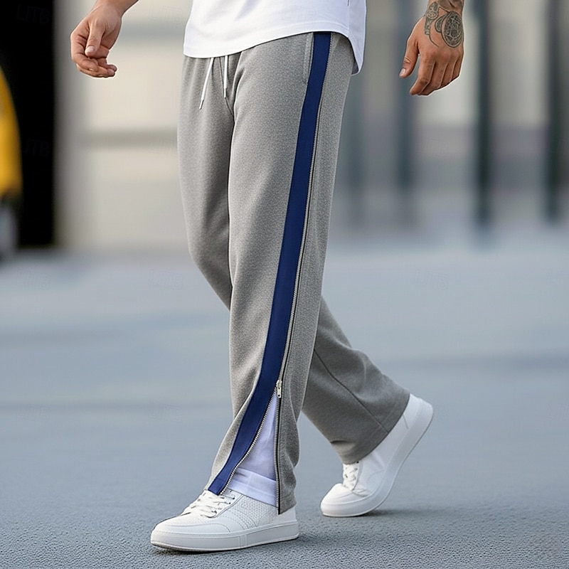 Men's Sweatpants Wide Leg Sweatpants Athletic Pants Trousers Open Bottom Sweatpants Drawstring Zipper Elastic Waist Plain Moisture Wicking Breathable Full Length Outdoor Sports Outdoor Casual4