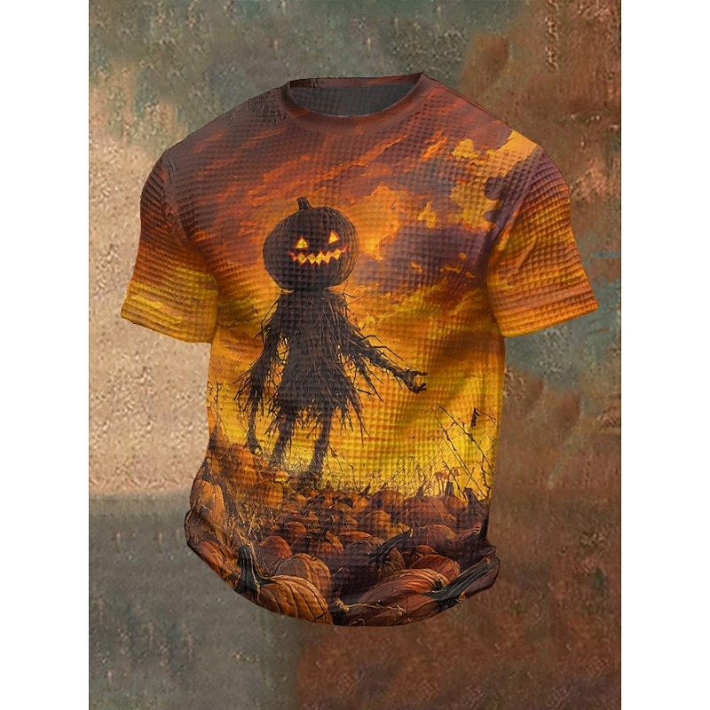 Men's Halloween Shirt Pumpkin Hand Crewneck Clothing Apparel 3D Print Outdoor Holiday Theme Party Halloween Party Short Sleeve Print Vintage Halloween