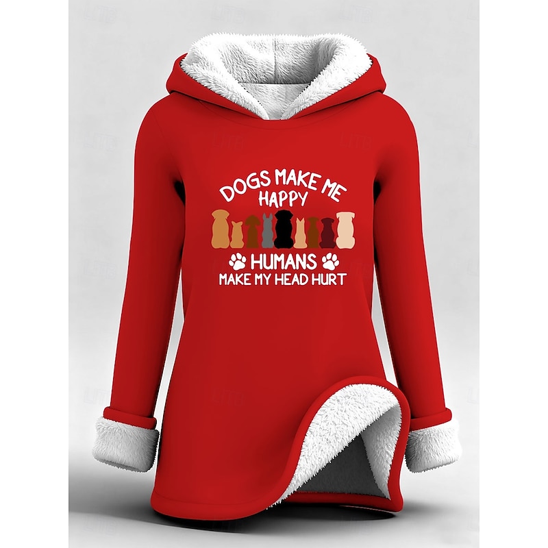 Women's Pullover Hoodie Sweatshirt Graphic Letter Warm Casual Sherpa Fleece Long Sleeve Hooded Regular Tops Street Dailywear Casual Print Black Pink Dark Pink Red Blue Fall Winter4