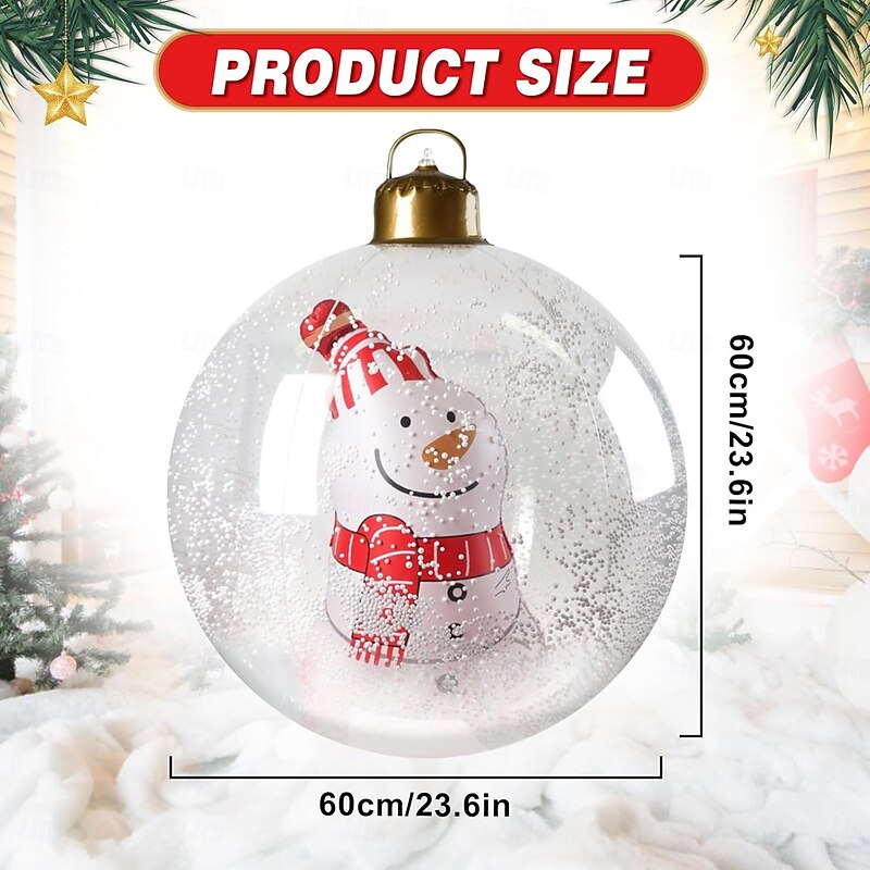 Christmas Outdoor Inflatable Decorated Ball 60cm(23.6Inch) Xmas Huge Large Ornaments for Tree Yard Lawn Garden Porch Blow Up Balls Ornaments3