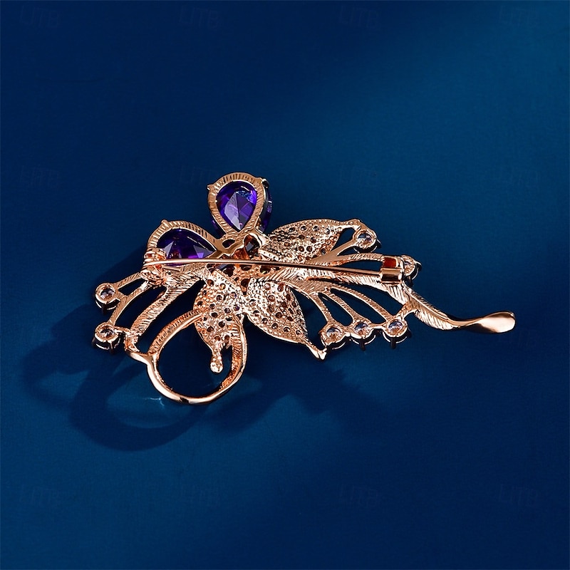 Brooches Classic Retro Floral Fashion Simple Brooch Jewelry Purple For Wedding Party Gift Engagement Prom Festival4