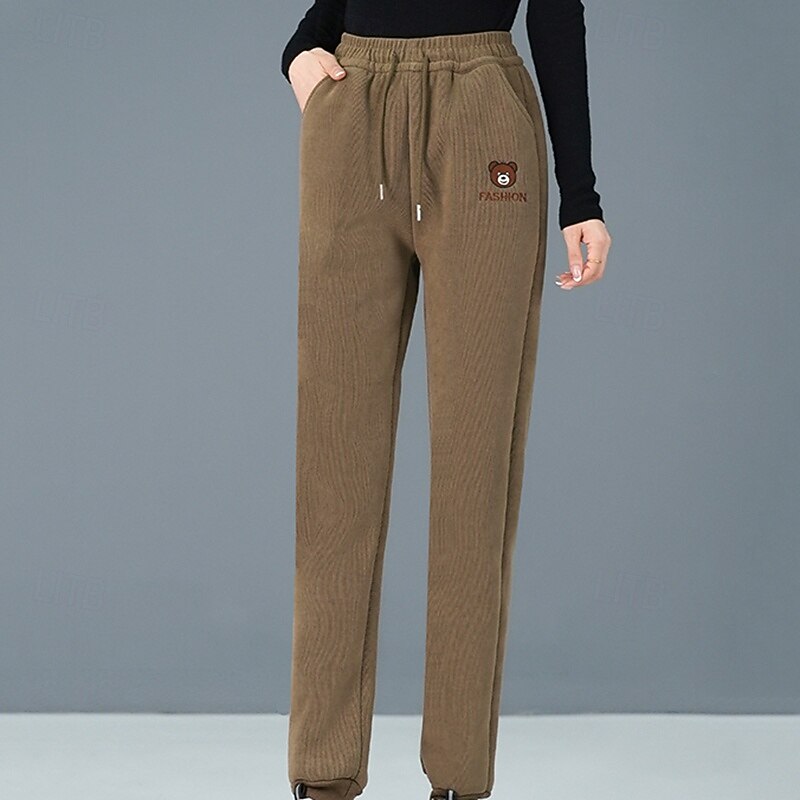 Women's Fleece Sweatpants Lounge Pants Drawstring Windproof Warm High Waist Gym Outdoor Running Bottoms Solid Color Black Khaki Coffee Sports Activewear3