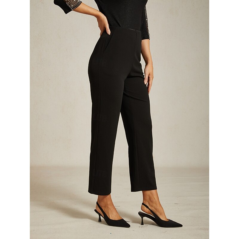 Women's Skinny Elegant Ankle-Length High Waist Comfortable Stretchy Formal Work Daily Black Spring, Fall, Winter, Summer Regular Fit