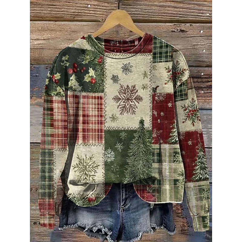 Women's Pullover Sweatshirt Floral Graphic Fashion Casual Long Sleeve Crew Neck Regular Tops Street Dailywear Casual Patchwork Print Black Blue Dark Green Brown Fall Winter4