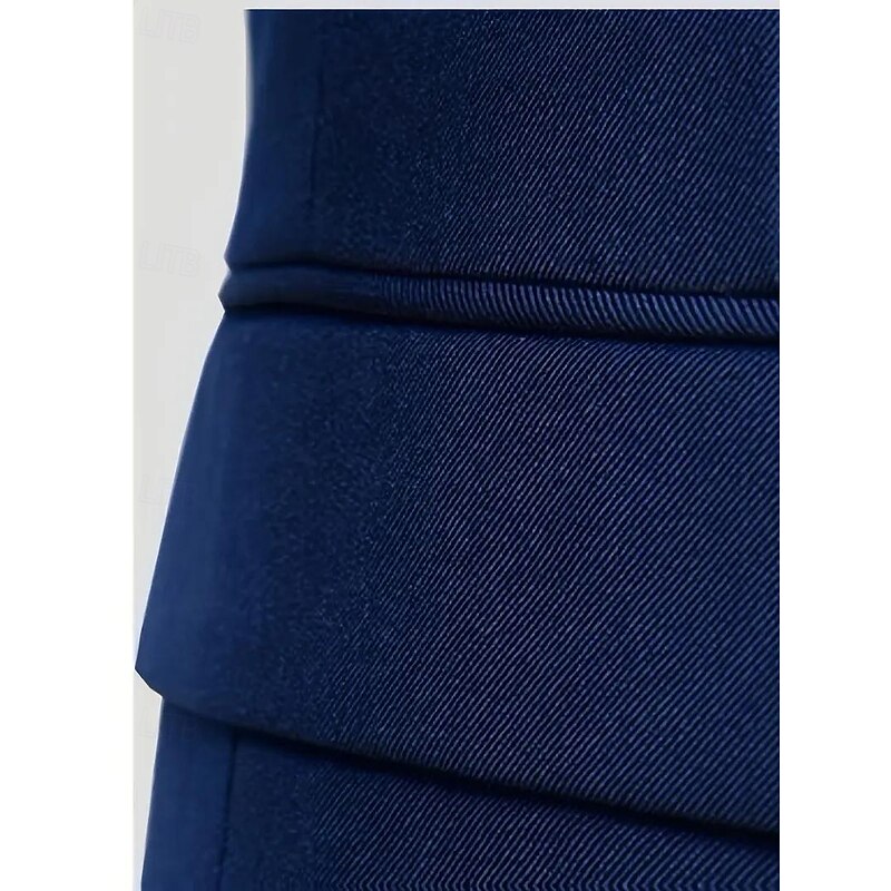 Men's Wedding Casual Business Suits Notch Lapel Black Navy Blue Daily Formal Solid Colored Tailored Fit 2 Piece Single Breasted Two-buttons3