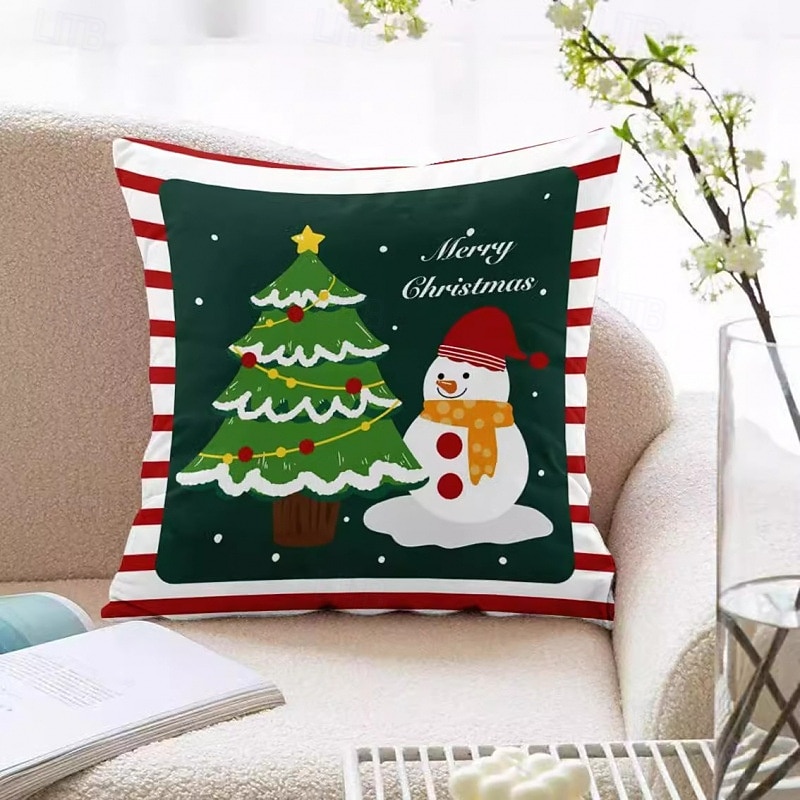Christmas Throw Pillow, Red Festive Cushion for Bedroom, Living Room Sofa, Holiday Decor, Seat Cushion, Perfect Christmas Gift for Friends4