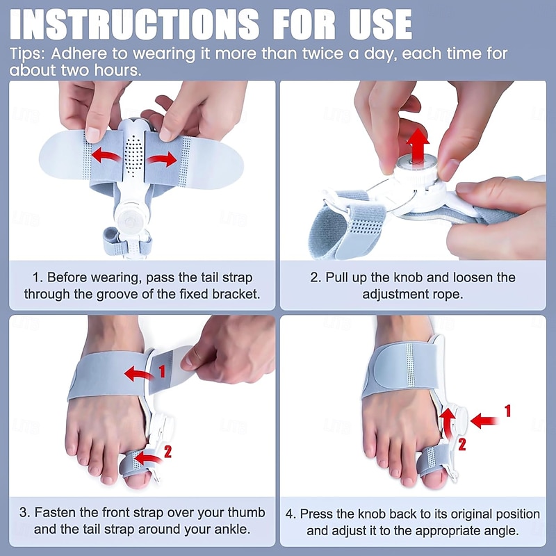 Bunion Corrector for Women & Men Adjustable Hallux Valgus Splint with Knob, Toe Separator & Straightener, Orthopedic Brace for Day & Night Use3