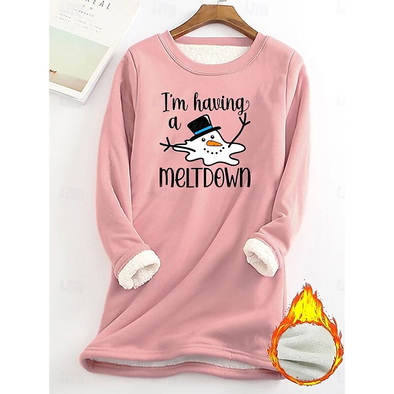 Women's Pullover Sweatshirt Graphic Letter Warm Casual Fuzzy Long Sleeve Crew Neck Round Neck Regular Tops Street Casual Light Pink Dark Pink Blue Spring Fall Winter2