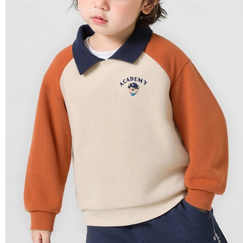 Kid's Girl's Unisex Baseball Jackets Outerwear Color Block Long Sleeve Comfort Coat Outdoor Cotton Fashion Daily Orange Gray Spring Fall 4 years+