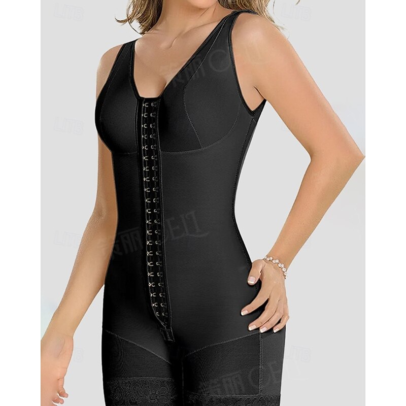 Women's Corset Shapewear Waist Cincher Shapewear Onesie Sexy Corset Fashion Pure Color Lace Patchwork Vacation Street Date Sleeveless V Neck Black Purple Beige Spring Fall Tailored Fit2