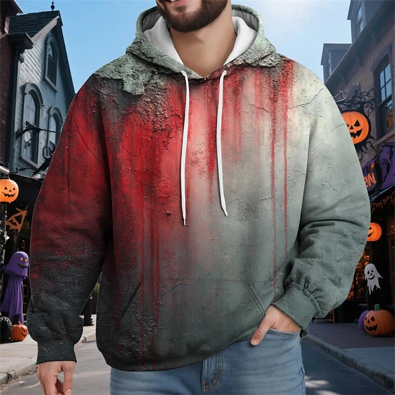 Men's Hoodie Wine Red Khaki Light Grey Gray Hooded Graphic Color Block Drawstring Pocket Sports & Outdoor Daily Holiday Polyester Christmas Streetwear Basic Fall Winter Clothing Apparel Hoodies2