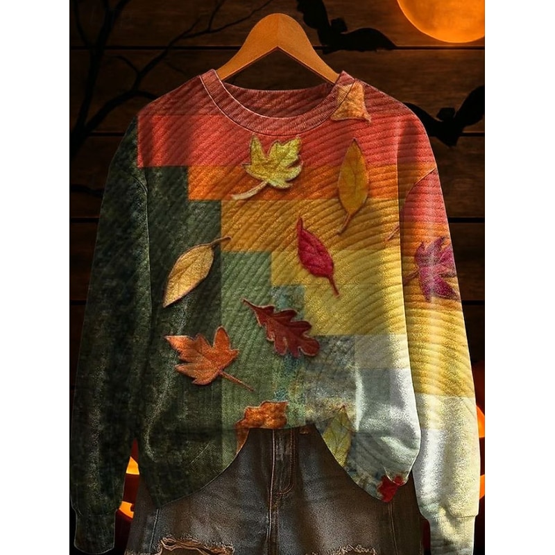 Women's Pullover Sweatshirt Floral Graphic Fashion Casual Long Sleeve Crew Neck Regular Tops Street Dailywear Casual Print Red Light Purple Orange Brown Khaki Fall Winter