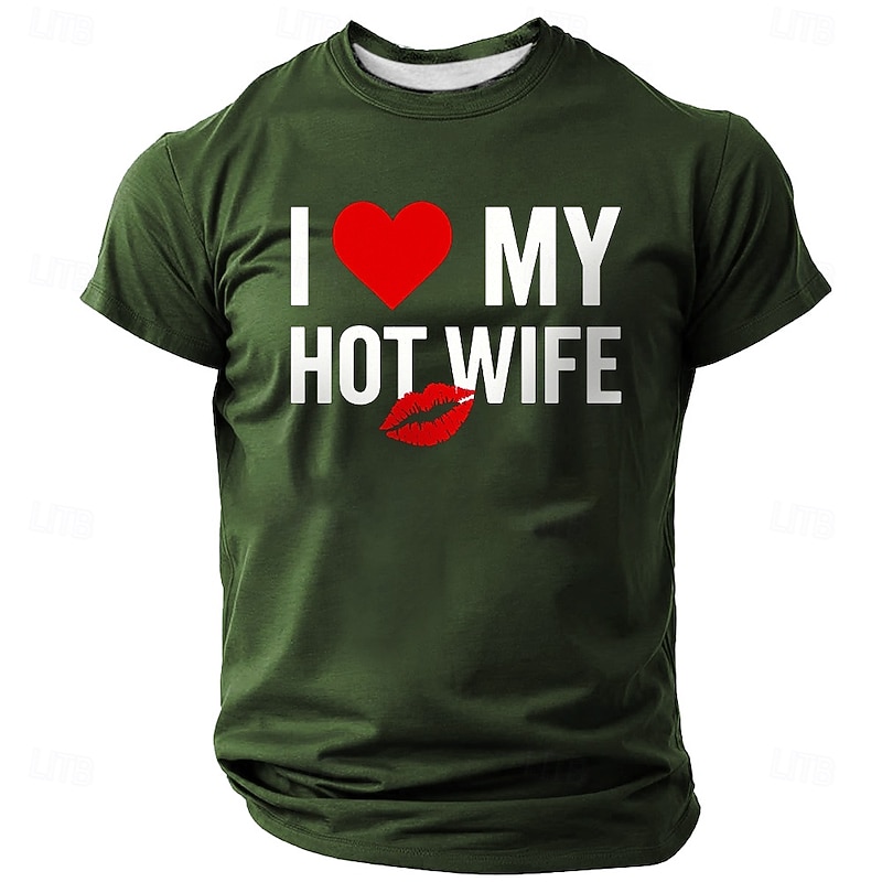 Men's Funny Slang Wife T Shirt Short Sleeve T shirt 3D Print Crew Neck Shirt Fashion Daily Street Daily Black White Red Summer Spring Clothing Apparel S M L XL XXL XXXL4