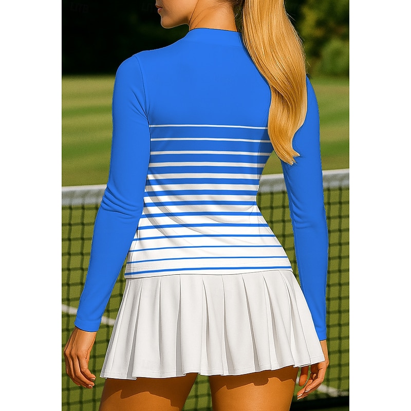 Women's Geometric Stripes Tops Sport Shirt Tennis Shirt Tennis Top Long Sleeve Zipper Floral UPF50+ UV Resistant High Elasticity Moisture Wicking Breathable Volleyball Tennis Golf Round Stand Collar2