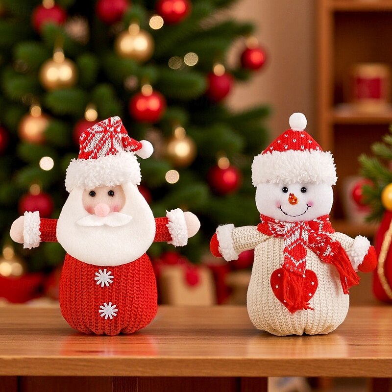 Christmas Knitted Candy Bag Adorable Plush Doll Christmas Eve Apple Sack Gift Tote Holiday Decoration Party Favor Home Festive Decor Reusable Bag