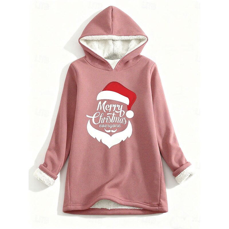 Women's Pullover Hoodie Sweatshirt Graphic Letter Christmas Casual Comfrt Long Sleeve Hooded Regular Tops Street Dailywear Casual Print Pink Blue Gray Fall Winter3