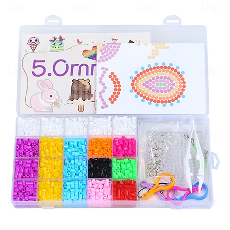 2000 5mm Fuse Beads Kit - 20 Colors,  Home School Arts and Crafts Supplies for Kids, Toys Set, Art Decorations for Room, Gifts for Girls and Boys Age 5+