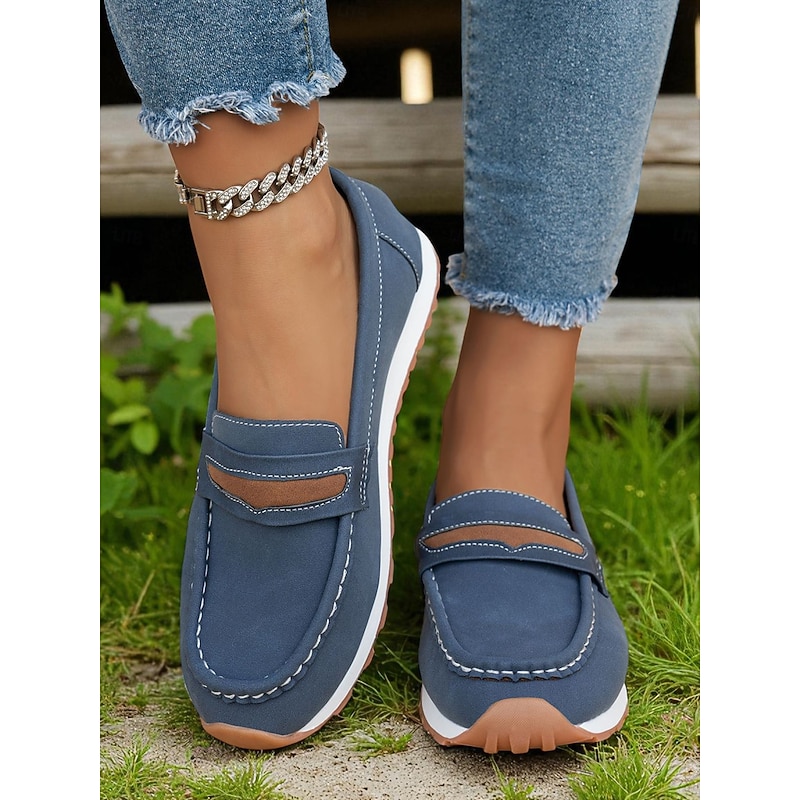 Women's Casual Loafers – Slip-On Faux Suede Driving Shoes with Comfort Sole for Work, Travel and Everyday Wear