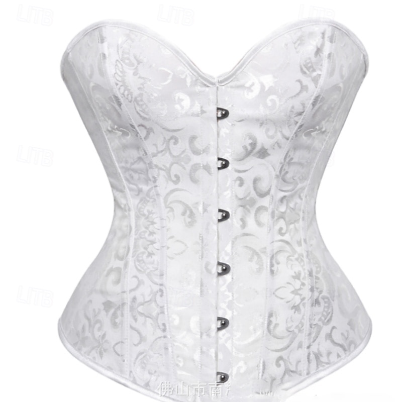 Women's Corset Shapewear Waist Cincher Shapewear Sexy Corset Sexy Sweet Floral Pure Color Buttons Vacation Party Street Sleeveless Corset Black White Spring Fall Slim Fit Tailored Fit2