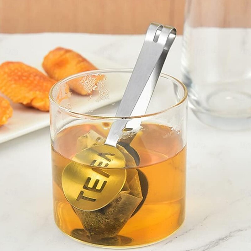 Stainless Steel Tea Bag Squeezer Tea Bag Holder Strainer Clip Tea Bag Spoon Tea Bag Tongs for Loose Tea Gripping Ice Cubes and Loosing Leaf3