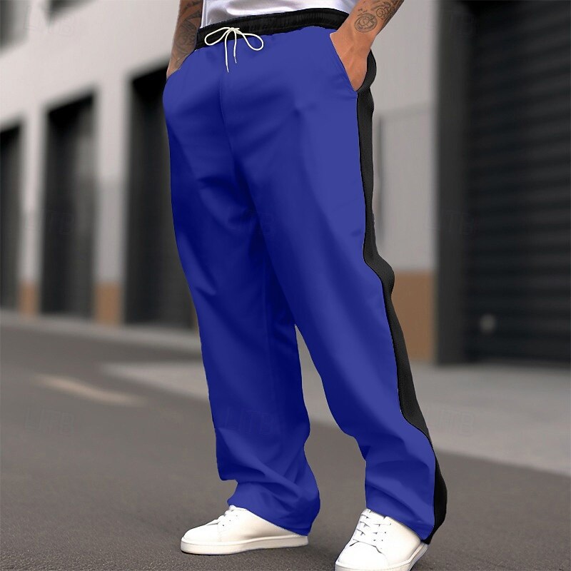 Men's Sweatpants Wide Leg Sweatpants Trousers Casual Pants Open Bottom Sweatpants Drawstring Elastic Waist Color Block Moisture Wicking Breathable Full Length Outdoor Casual Daily Fashion Streetwear4