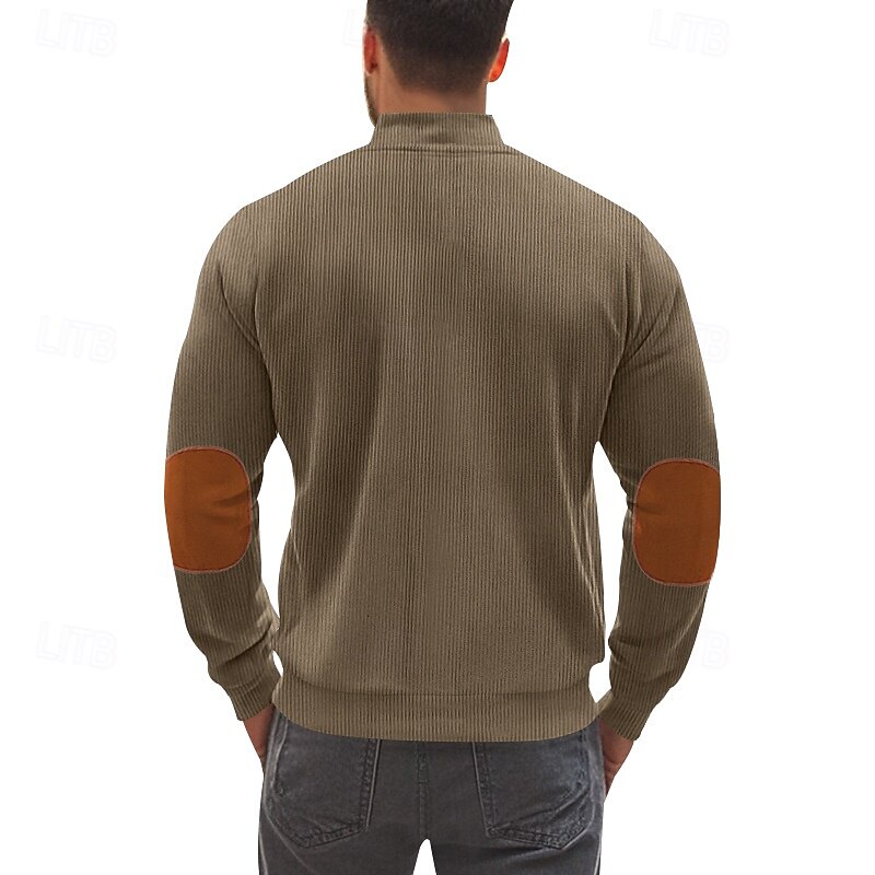 Men's Sweatshirt Full Zip Sweatshirt Apricot Black White Navy Blue Coffee Half Zip Color Block Sports & Outdoor Daily Holiday Polyester Corduroy Streetwear Basic Casual Spring Fall Clothing Apparel3