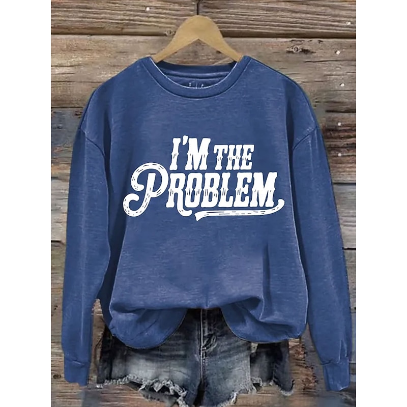 Women's Pullover Graphic Letter Warm Classic Casual Long Sleeve Crew Neck Regular Tops Home Street Dailywear Print Black Blue Green Gray Spring Fall Winter4