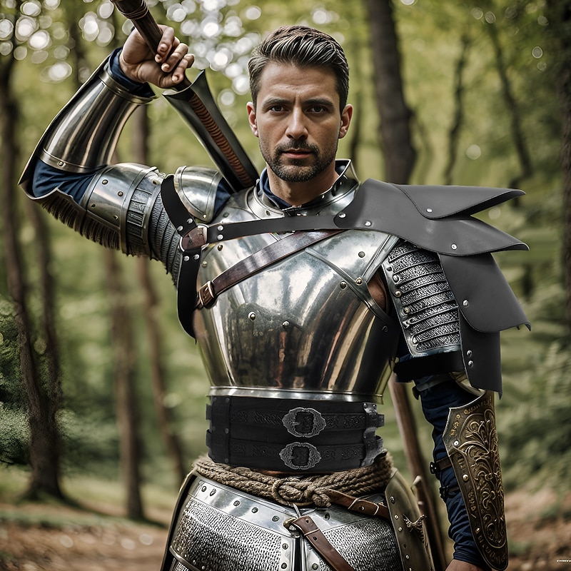 Retro Vintage Medieval Renaissance Armor Waist Belt Shoulder Armor Warrior Viking Fancy Dress Men's Viking Halloween Carnival Performance LARP Ren Faire Adults2