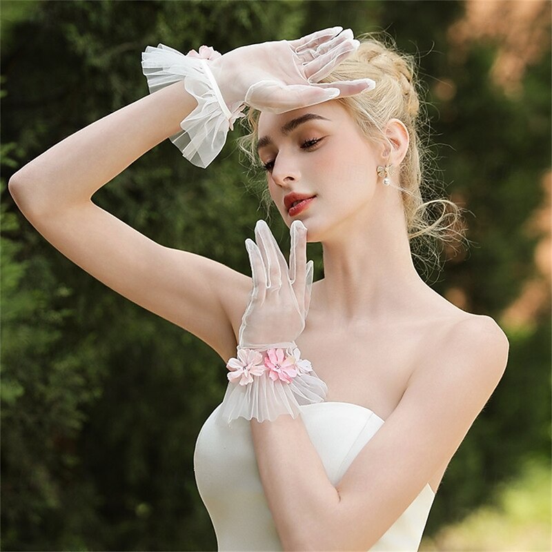 Tulle Wrist Length Glove Elegant / Party / Evening / Stylish With Floral Wedding / Party Glove4