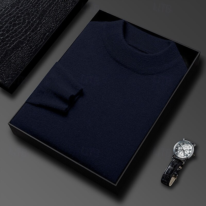 Men's Sweater Pullover Sweater Jumper Ribbed Knit Regular Tops Knitted Slim Fit Plain Crew Neck Knitwear Contemporary Casual Daily Wear Clothing Apparel Fall Camel Wine M L XL3