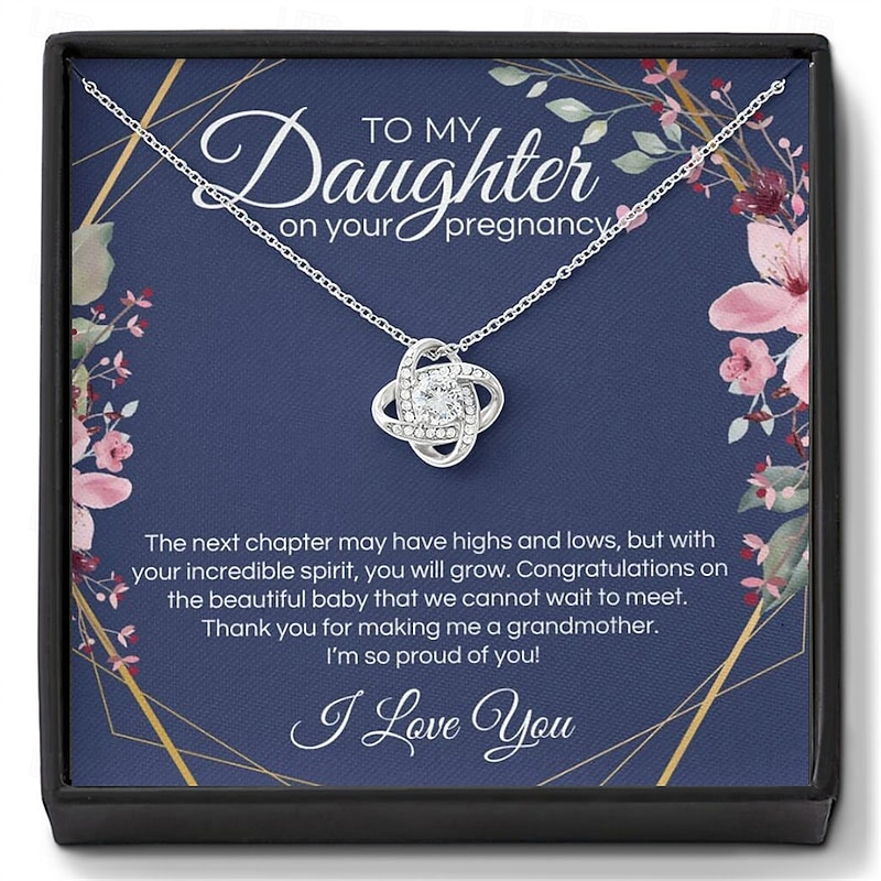 To My Daughter Necklace, Christmas Gift for Girls with Message Card Box, Birthday Jewelry Present, Graduation Keepsake, Valentines Day Gift from Mom or Dad