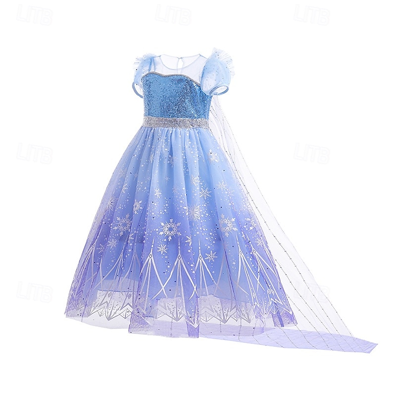 Frozen Fairytale Princess Elsa Flower Girl Dress Theme Party Costume Tulle Dresses Cosplay Movie Cosplay for Girls' Kid's Carnival Masquerade Wedding Wedding Guest3