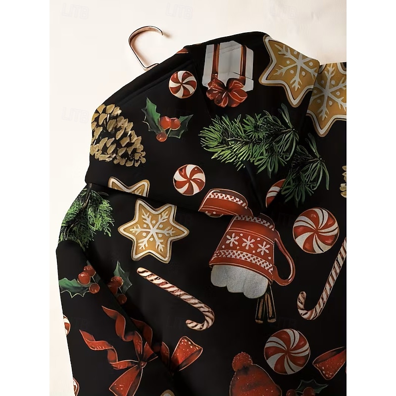 Christmas Women's Zip Up Hoodies Graphic Santa Claus Snowman Warm Punk Vintage Long Sleeve Hooded Long Tops Home Work Dailywear Print Black Spring Fall Winter3