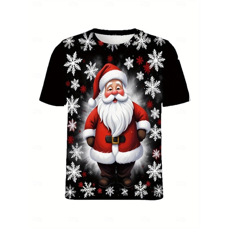 Christmas Women's T Shirt Graphic Santa Claus Vintage Stylish Classic Short Sleeve Crew Neck Regular Tops Daily Print Black Summer Spring Winter2