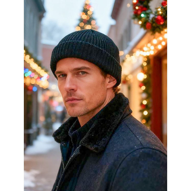 Men's Knitted Beanie Hat - Soft & Comfortable, Ribbed Design, Ideal for Winter & Christmas Gifts4