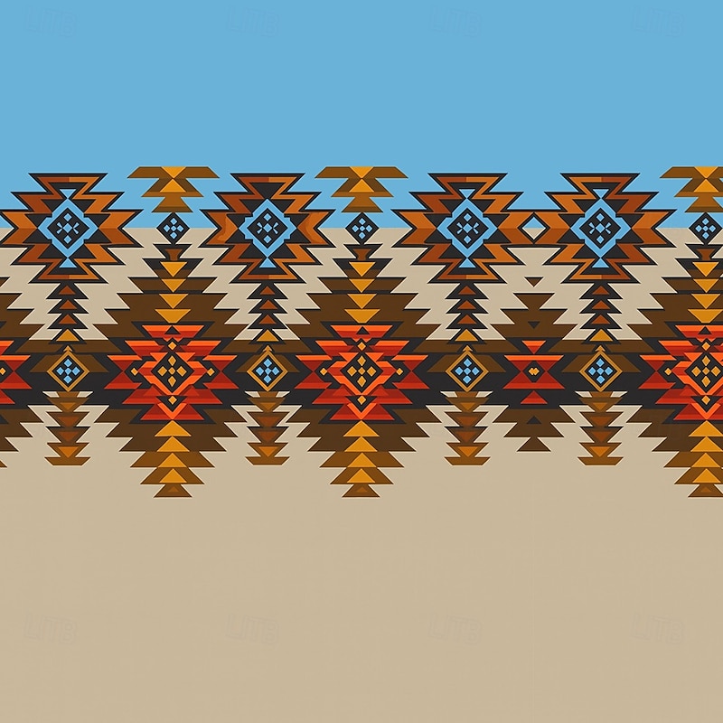 Men's Aztec Vintage Ethnic Shirt Button Up Shirt Cowboy Shirt Long Sleeve Western Style Outdoor Casual WorkWear Spring Fall Turndown 3D Print Collared Shirts Blue Khaki2