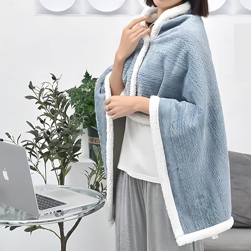 Winter Cashmere Office Nap Shawl Blanket Wearable Cloak Lazy Blanket Thickened Leg Covering Small Blanket3