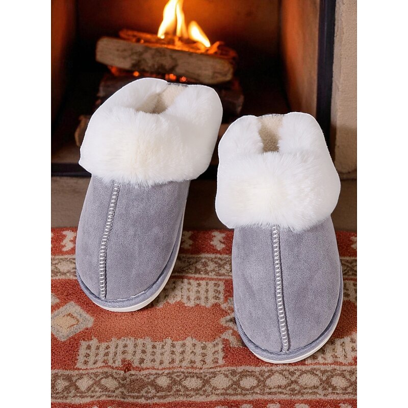 Women's Brown Cozy Slippers – Faux Suede Fleece Lined Warm Indoor House Shoes for Winter and Home Comfort3