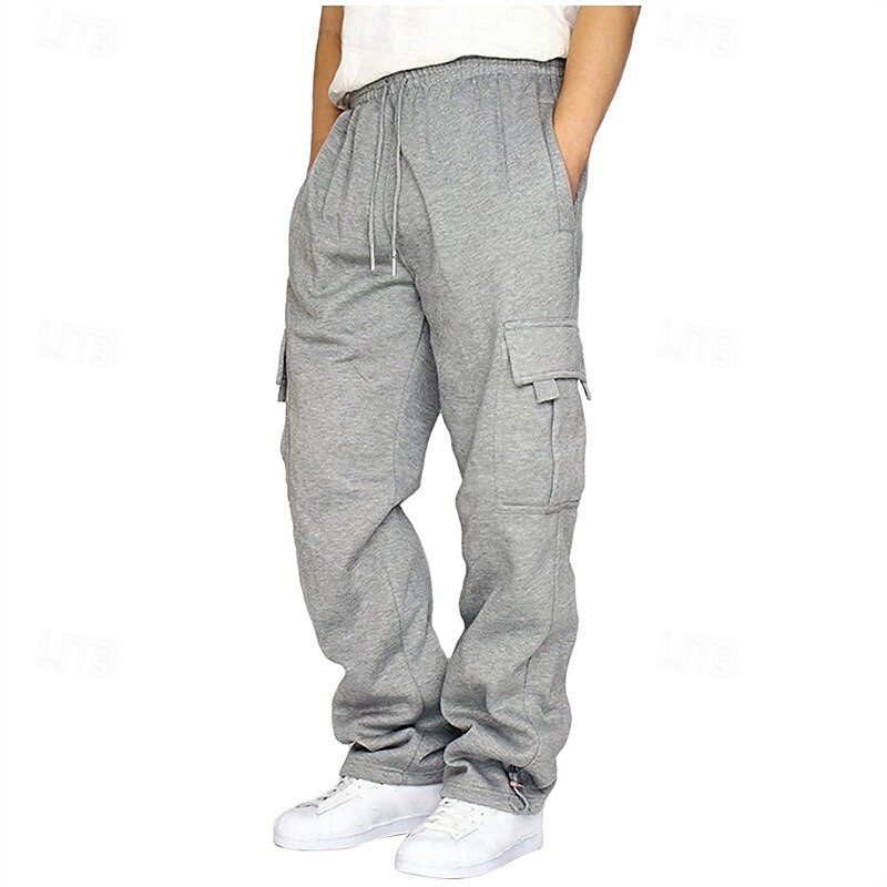 Men's Cargo Sweatpants Sweatpants Trousers Drawstring Pocket Elastic Waist Plain Comfort Sports Outdoor Daily Fashion Casual Black White Micro-elastic4