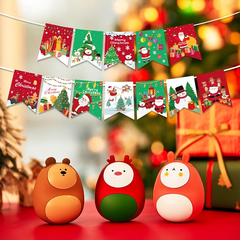 Christmas Pennant Flags, Triangle Bunting Banner, Holiday Party Decoration, Festive Store and Home Xmas Hanging Flags2