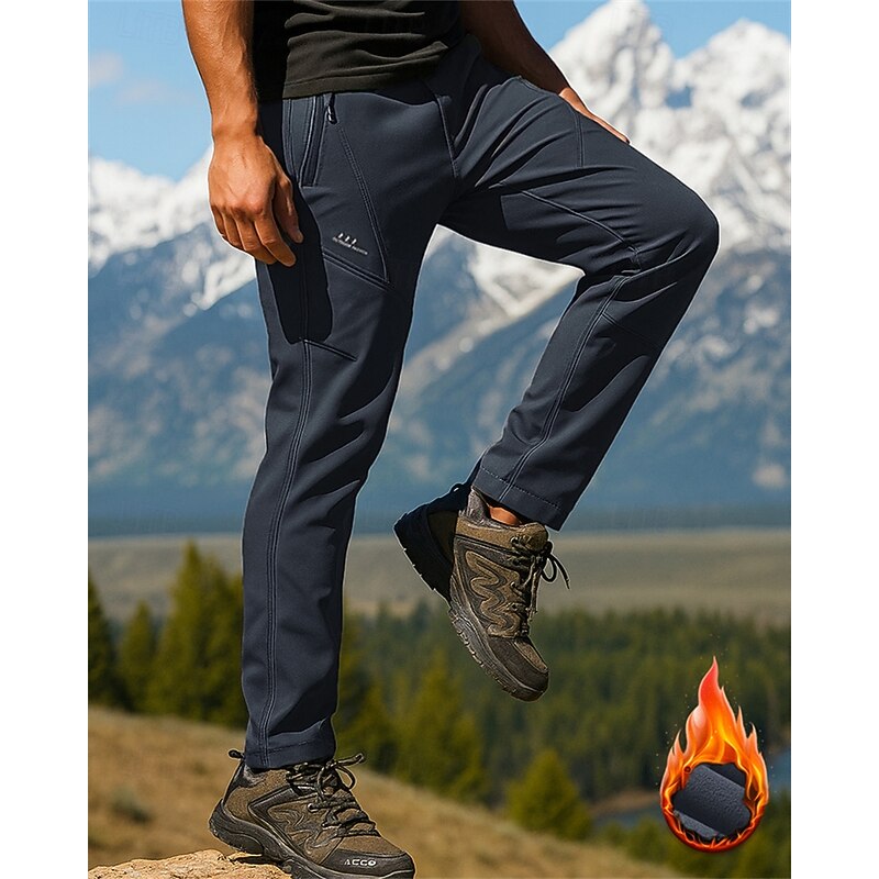 Men's Hiking Pants Trousers Waterproof Hiking Pants Fleece Pants Winter Outdoor Regular Fit Waterproof Windproof Warm Pants / Trousers Pocket Army Green Dark Gray Camping / Hiking Climbing Camping4