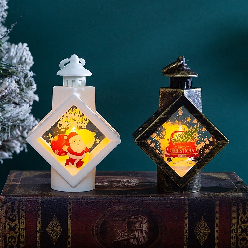 1 Pc 13 * 9 * 4.8CM Christmas LED electronic candle light, hand-held lantern pendant light, indoor and outdoor gathering table decoration ornament light, AG10 * 3 batteries2