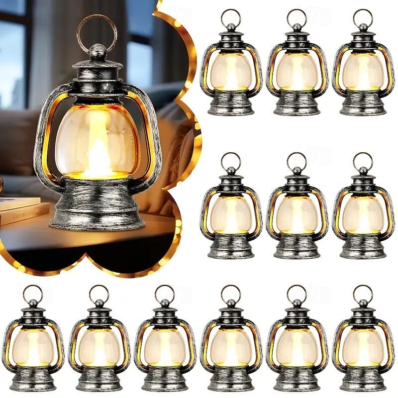 6/12/24PCS Christmas Portable Pony Lantern Retro LED Candle Light Oil Lamp Halloween Home Decoration Wedding Party Holiday Indoor Outdoor Atmosphere Decoration3