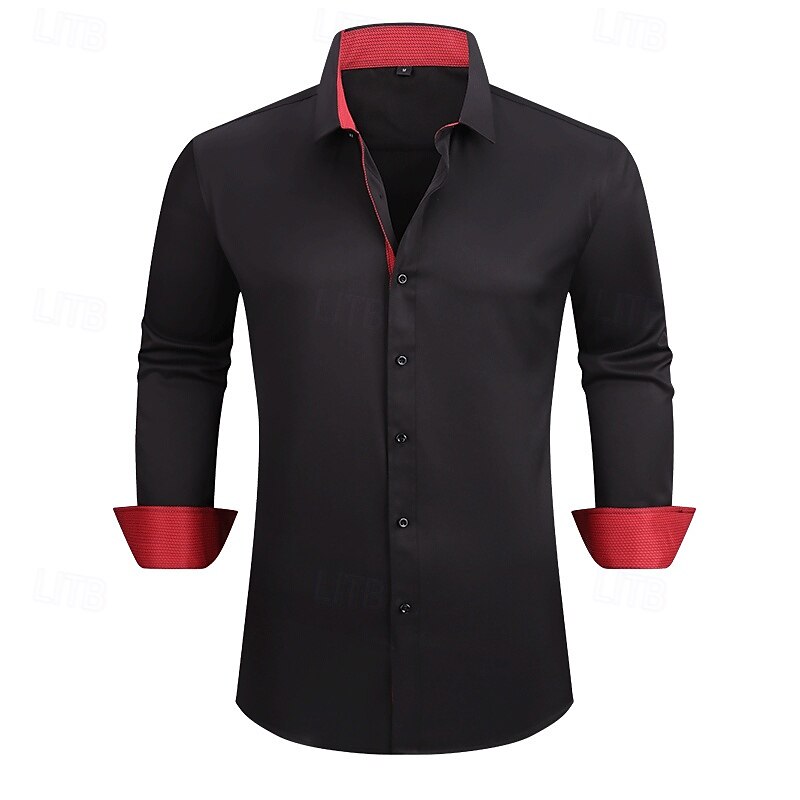Men's Shirt Summer Shirt Casual Shirt Beach Shirt Button Up Shirt Black White Yellow Red Royal Blue Long Sleeve Color Block Lapel Vacation Hawaiian Splice Clothing Apparel Polyester Fashion Casual3