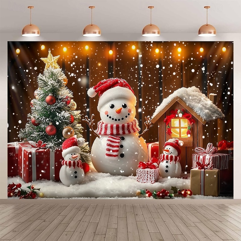 Chrismas Hanging Tapestry Christmas Tree Snowman Gingerbread House Large Wall Art Mural Decor Blanket Curtain Holiday Home Bedroom Living Room Festive Party Decoration